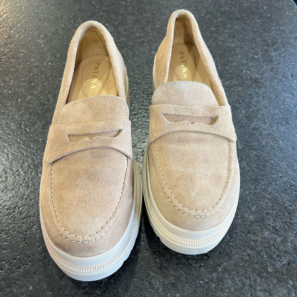 Patina lug sole suede loafers size 9.5